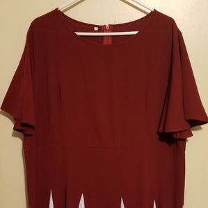 Beautiful Red Dress with White pleats